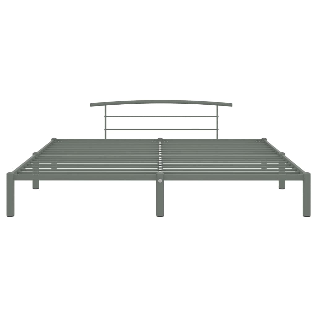 Bed Frame Grey Metal 200x200 cm