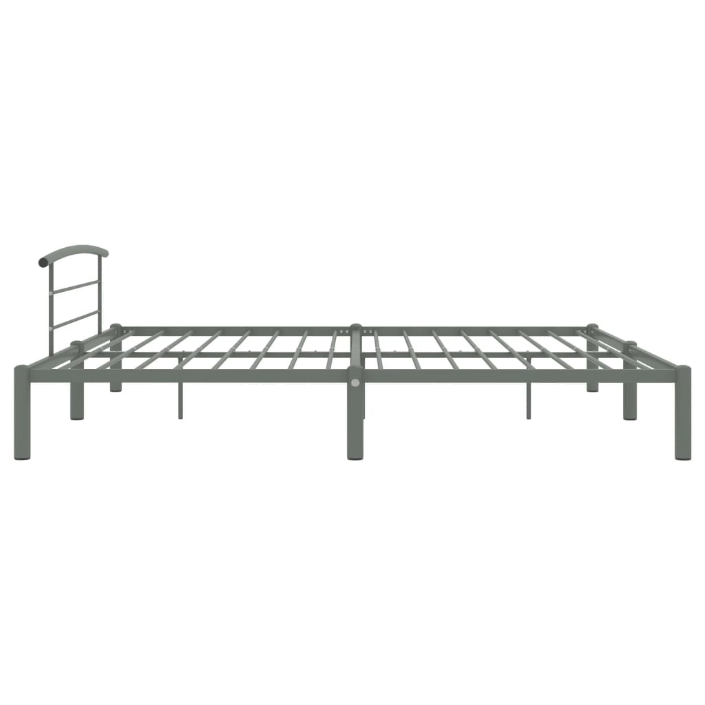 Bed Frame Grey Metal 200x200 cm