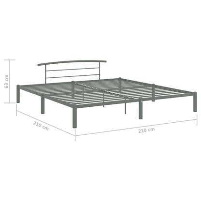 Bed Frame Grey Metal 200x200 cm