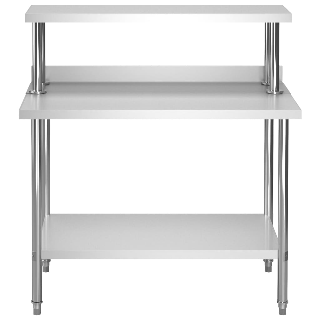 Kitchen Work Table with Overshelf 120x60x120 cm Stainless Steel