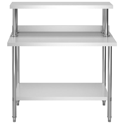 Kitchen Work Table with Overshelf 120x60x120 cm Stainless Steel