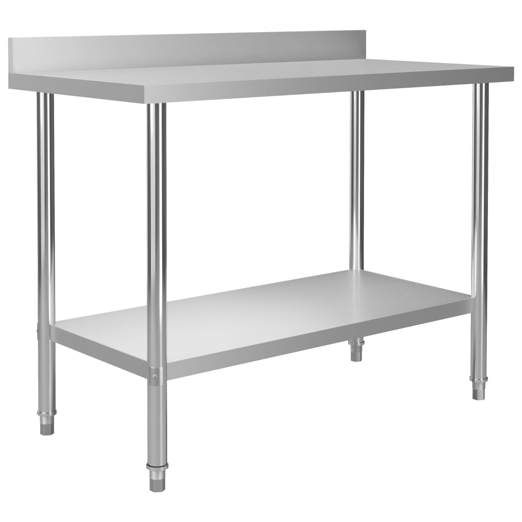 Kitchen Work Table with Overshelf 120x60x120 cm Stainless Steel