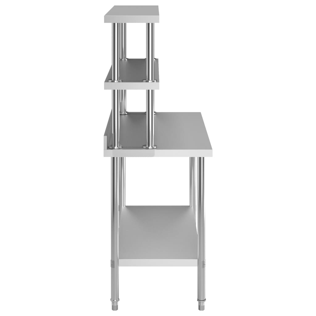 Kitchen Work Table with Overshelf 120x60x150 cm Stainless Steel