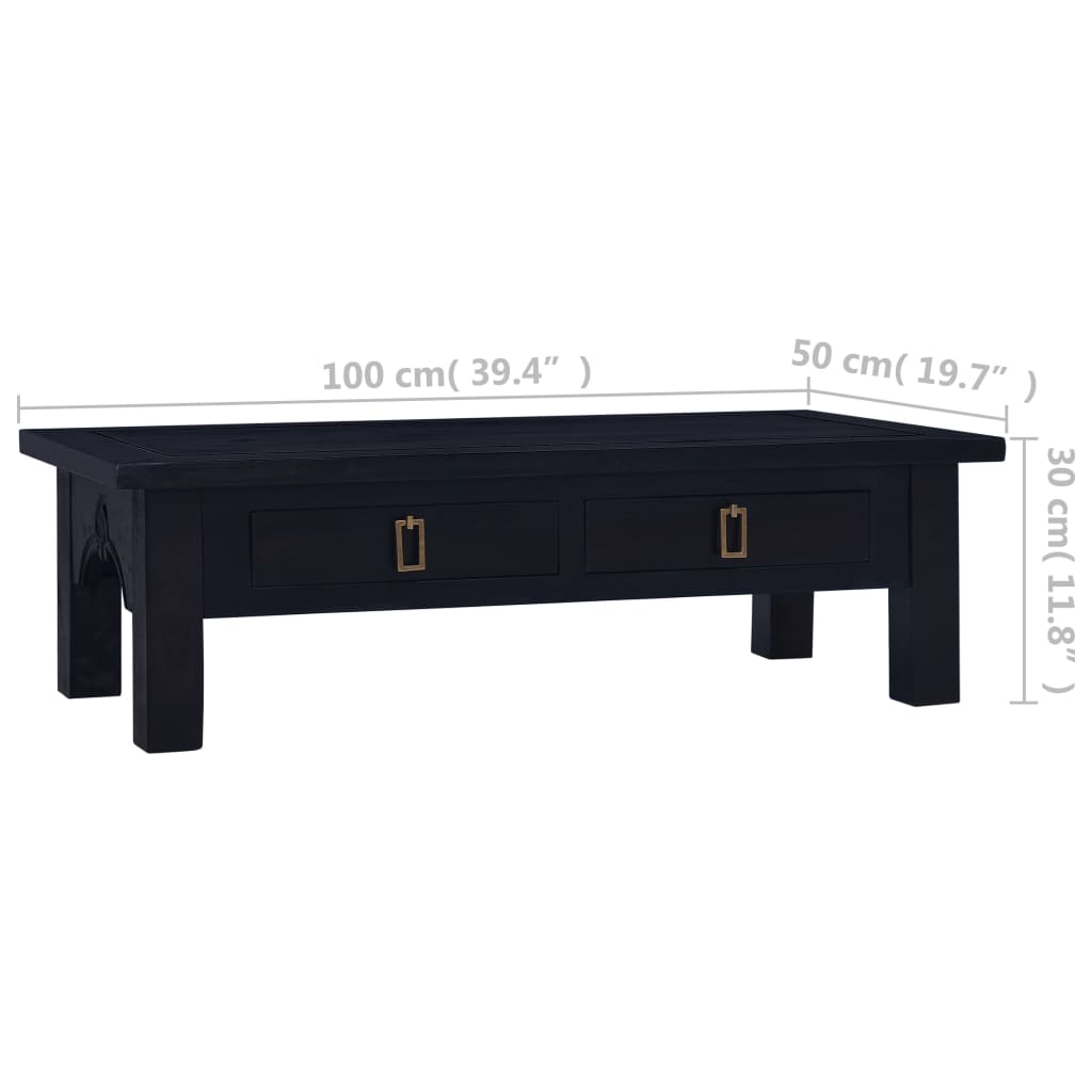 Coffee Table Light Black Coffee 100x50x30 cm Solid Mahogany Wood