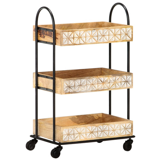 3-Tier Kitchen Trolley 46x30x76 cm Solid Mango Wood