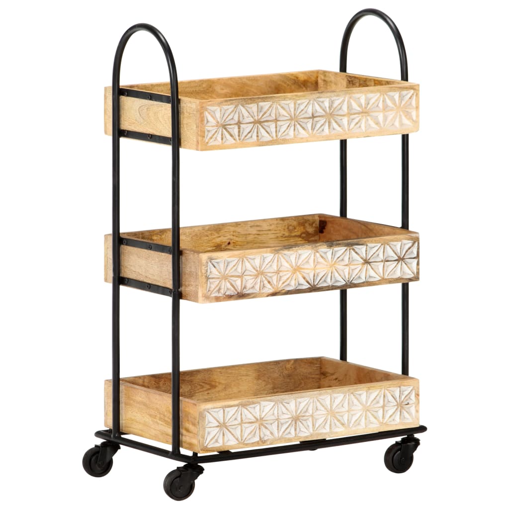 3-Tier Kitchen Trolley 46x30x76 cm Solid Mango Wood