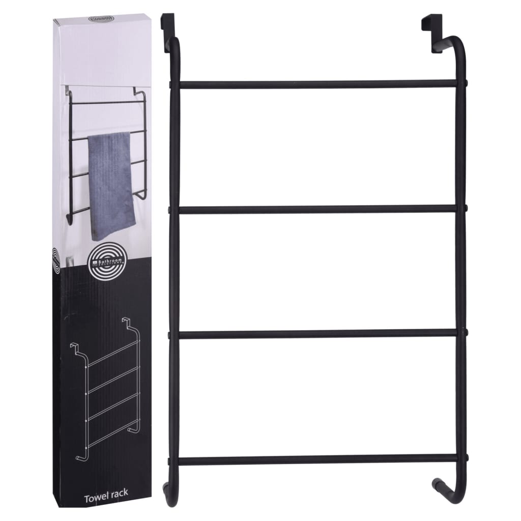 Bathroom Solutions Hanging Door Towel Rack Metal Black