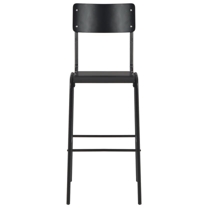 Bar Chairs 6 pcs Black Solid Plywood Steel