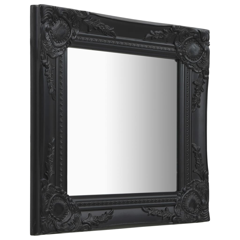 Wall Mirror Baroque Style 40x40 cm Black