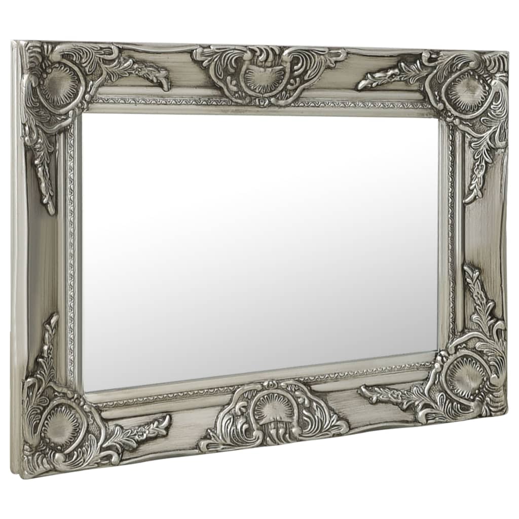 Wall Mirror Baroque Style 50x40 cm Silver