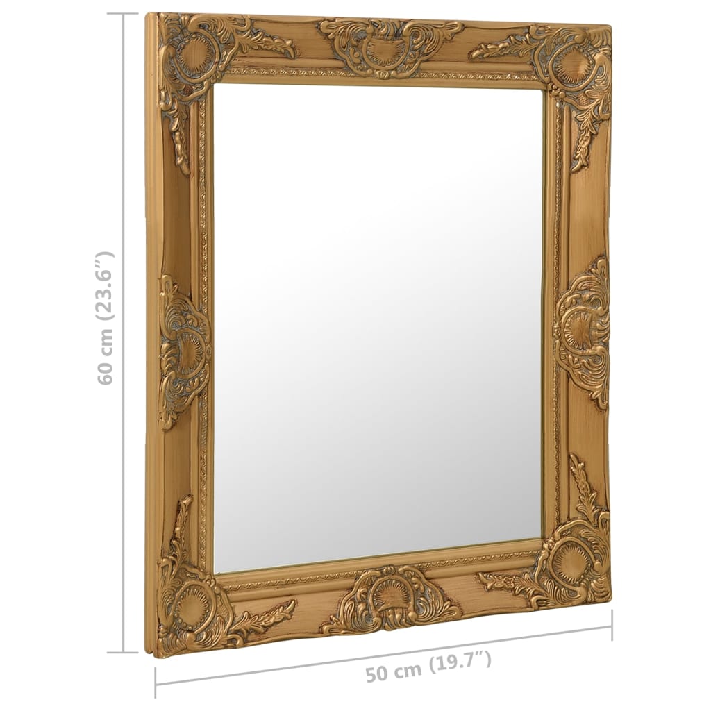 Wall Mirror Baroque Style 50x60 cm Gold