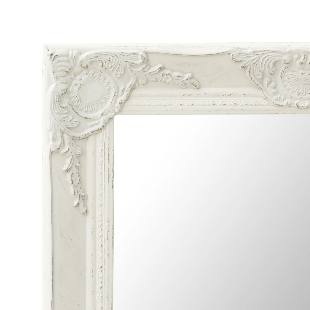 Wall Mirror Baroque Style 50x80 cm White