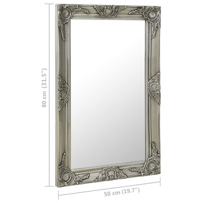 Wall Mirror Baroque Style 50x80 cm Silver