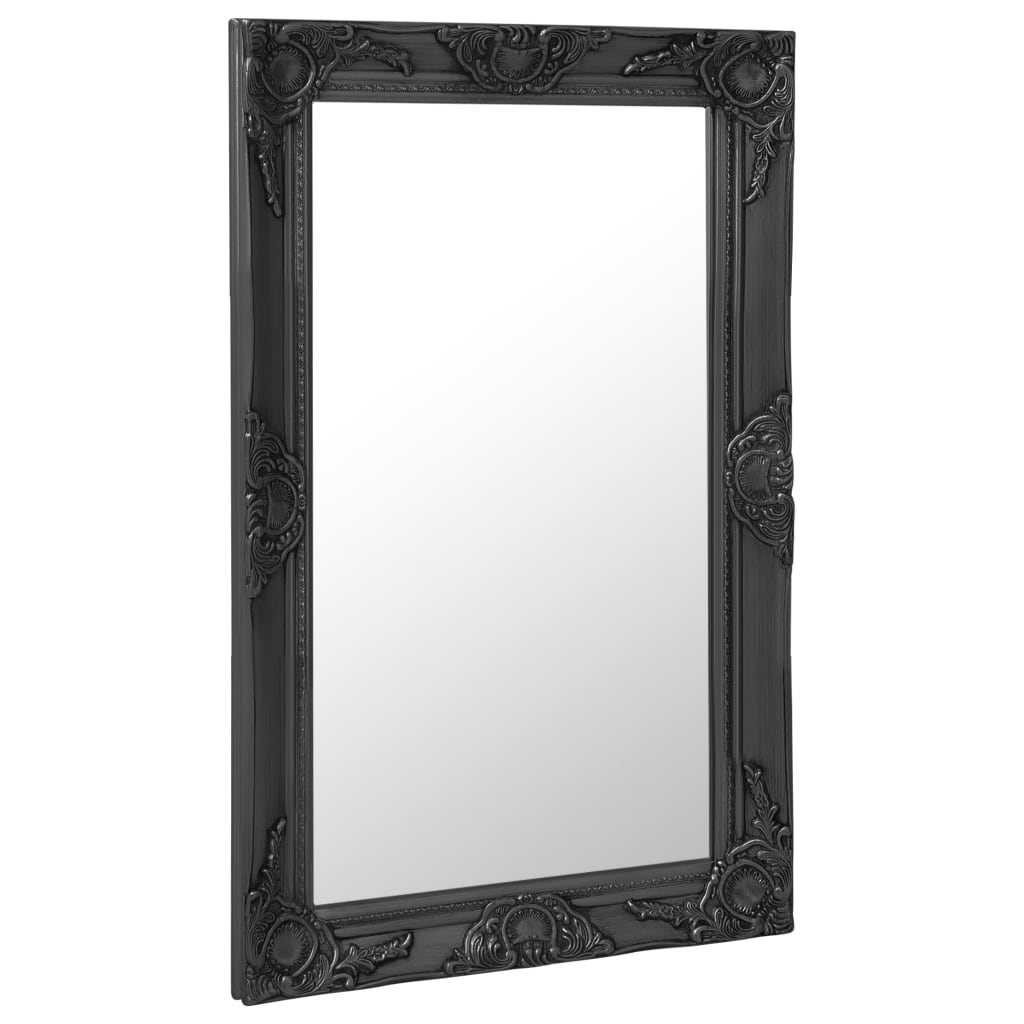 Wall Mirror Baroque Style 50x80 cm Black