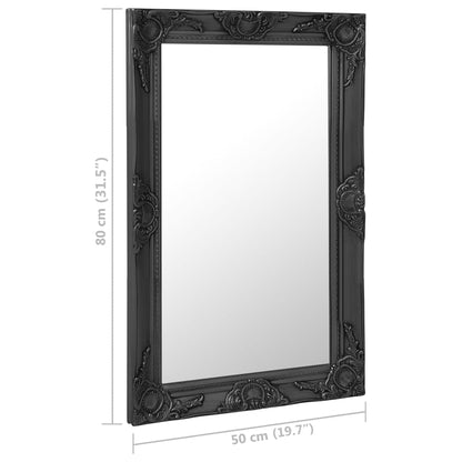 Wall Mirror Baroque Style 50x80 cm Black