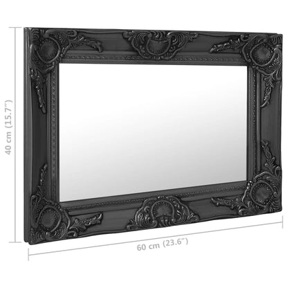 Wall Mirror Baroque Style 60x40 cm Black