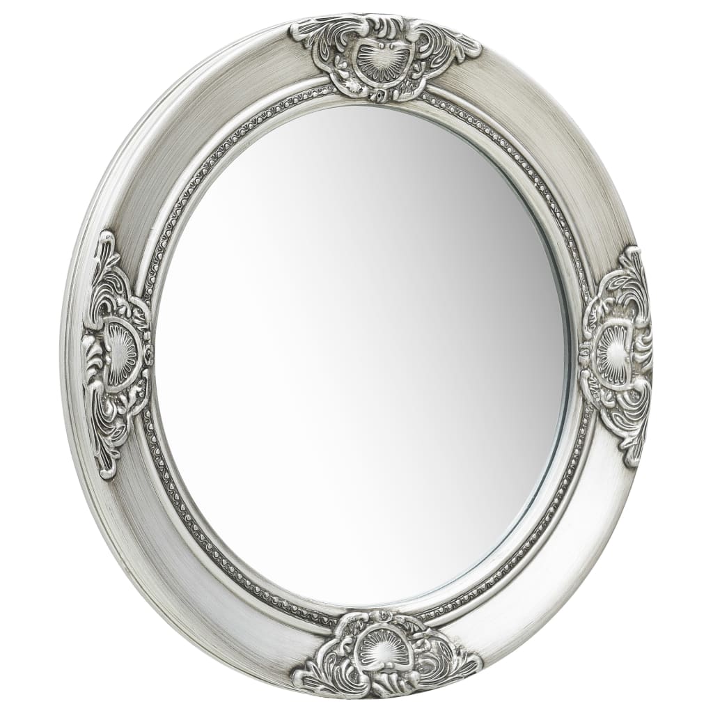 Wall Mirror Baroque Style 50 cm Silver