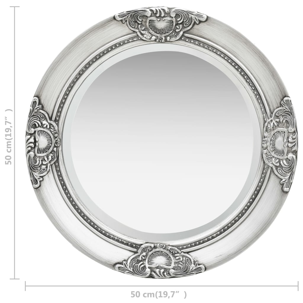 Wall Mirror Baroque Style 50 cm Silver