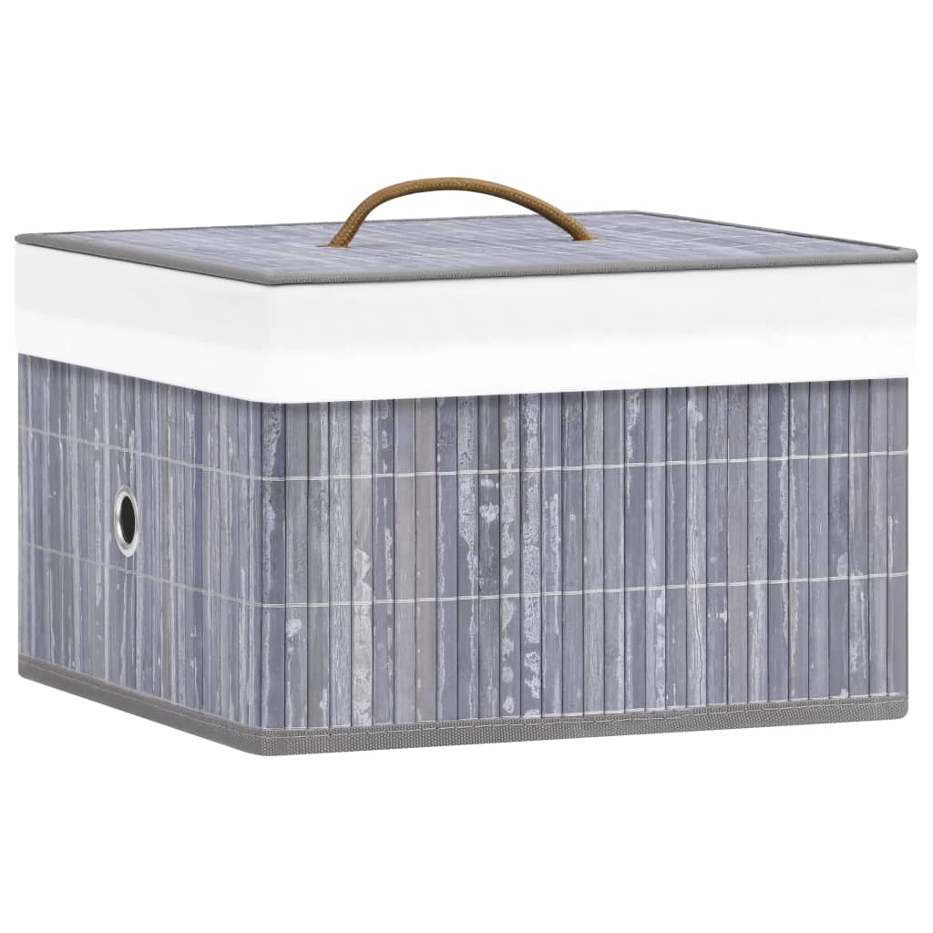 Bamboo Storage Boxes 4 pcs Grey