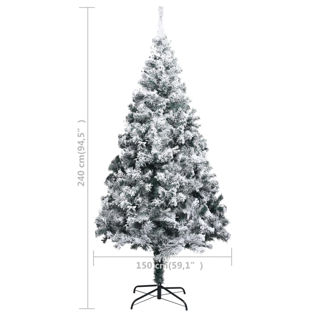 Artificial Christmas Tree with Flocked Snow Green 240 cm PVC