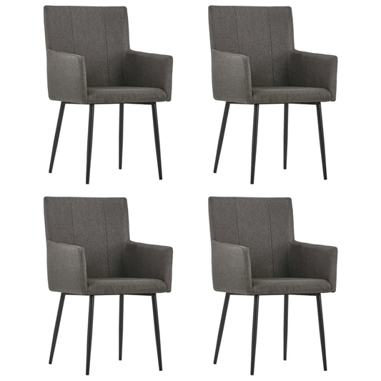 Dining Chairs with Armrests 4 pcs Taupe Fabric