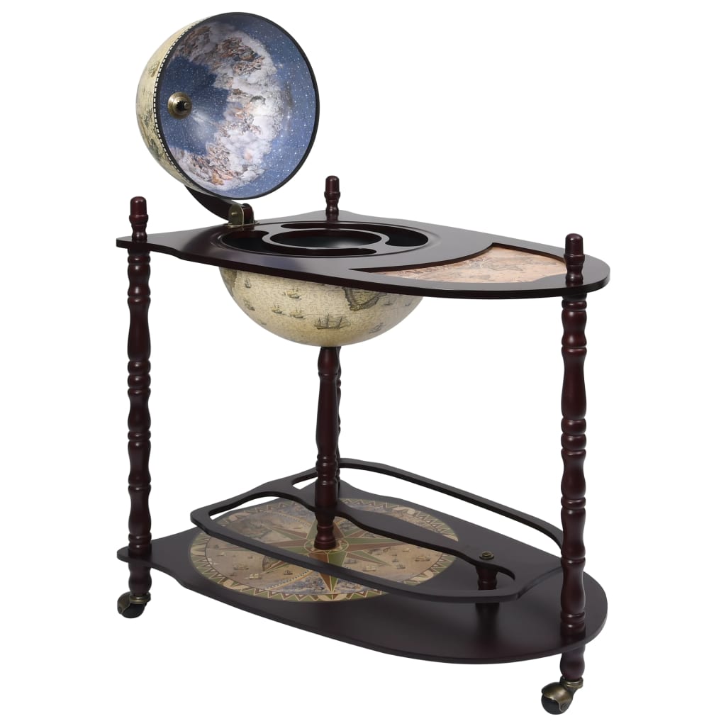 Freestanding Globe Bar Wind Stand Eucalyptus Wood Green