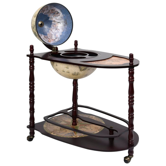 Freestanding Globe Bar Wind Stand Eucalyptus Wood Green