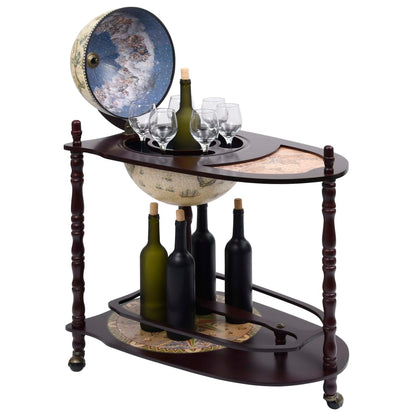 Freestanding Globe Bar Wind Stand Eucalyptus Wood Green