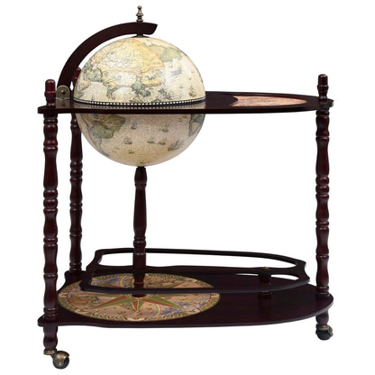 Freestanding Globe Bar Wind Stand Eucalyptus Wood Green