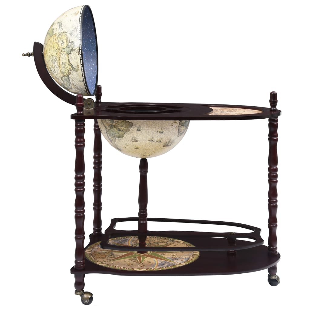 Freestanding Globe Bar Wind Stand Eucalyptus Wood Green