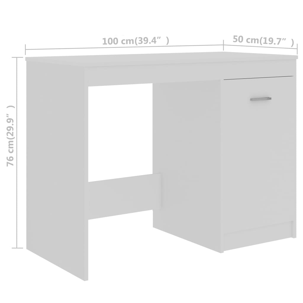 Desk White 140x50x76 cm Engineered Wood