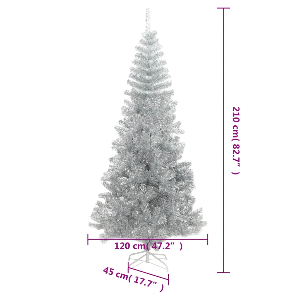 Artificial Christmas Tree with Stand Silver 210 cm PET