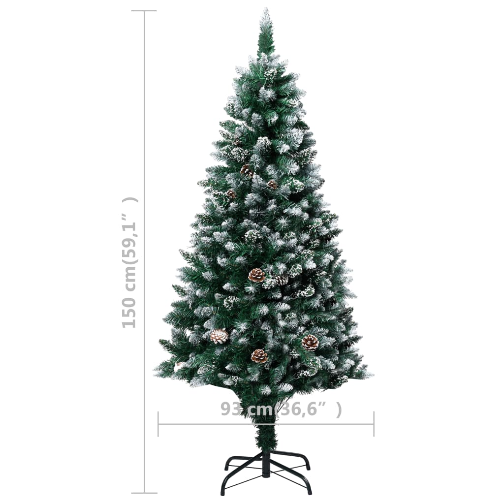 Artificial Christmas Tree with Pine Cones and White Snow 150 cm