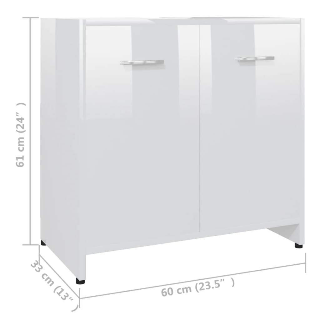 Bathroom Cabinet High Gloss White 60x33x61 cm Engineered Wood