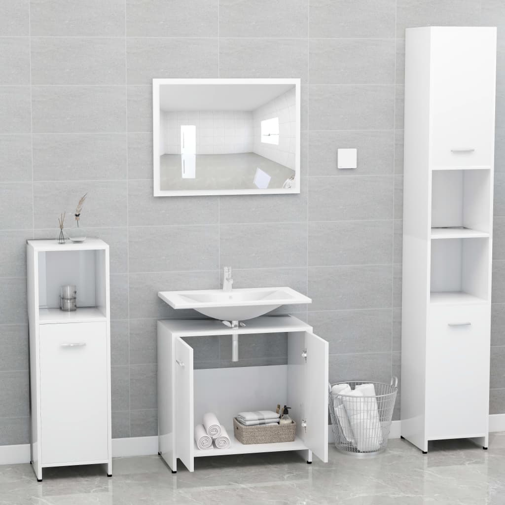 Bathroom Furniture Set White Engineered Wood