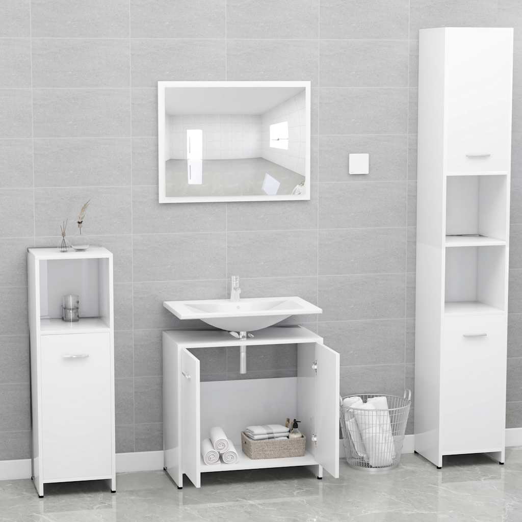 Bathroom Furniture Set White Engineered Wood