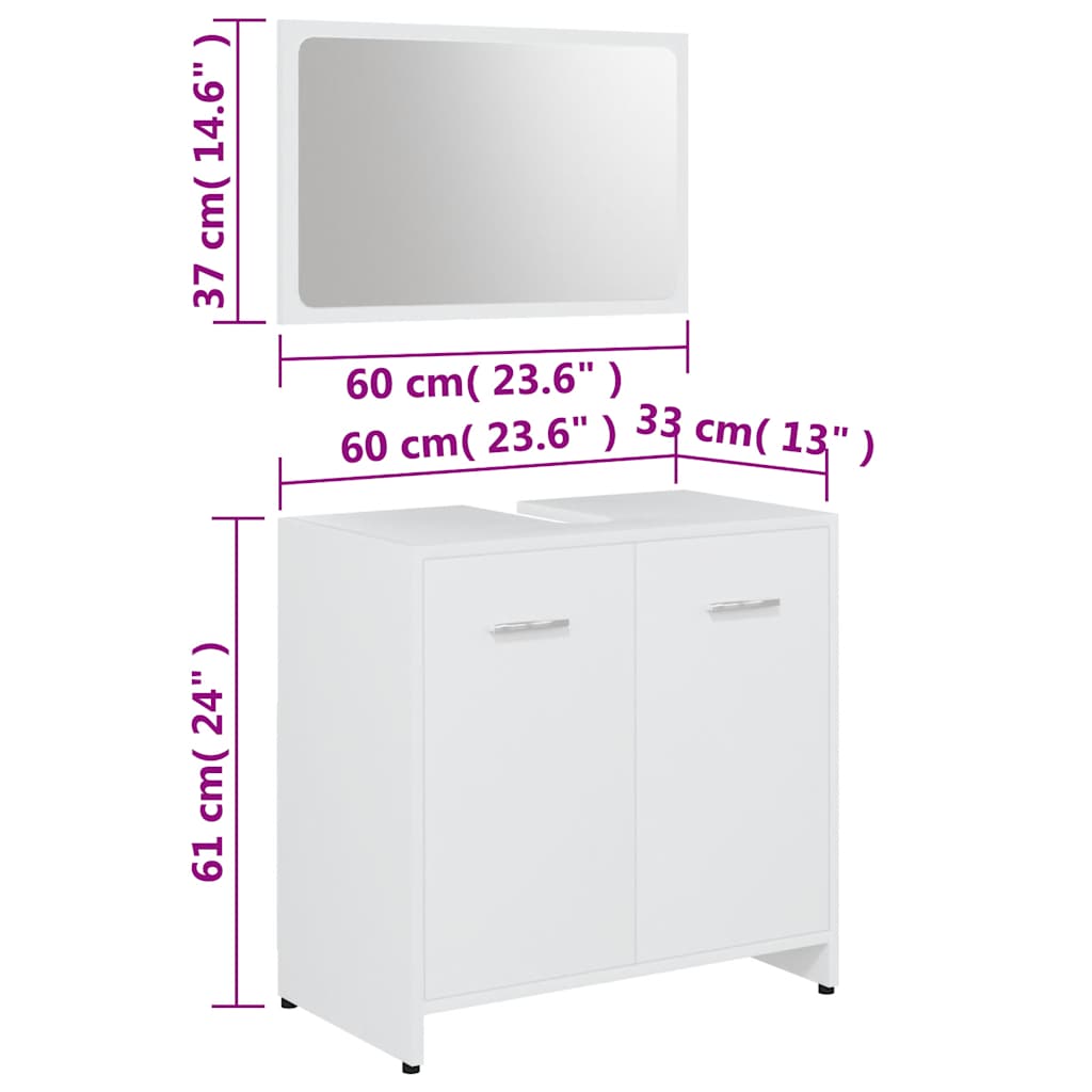 Bathroom Furniture Set White Engineered Wood