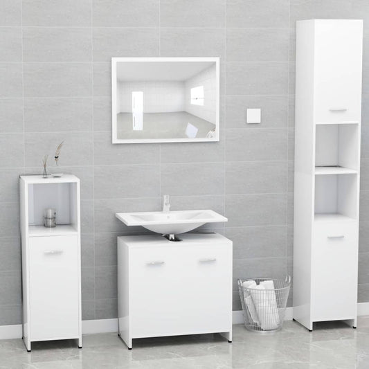 Bathroom Furniture Set White Engineered Wood