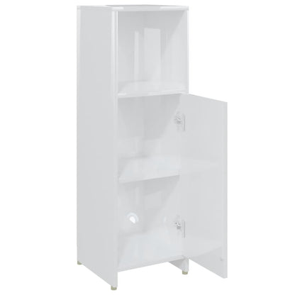 Bathroom Cabinet High Gloss White 30x30x95 cm Engineered Wood