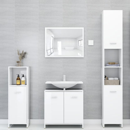 Bathroom Cabinet High Gloss White 30x30x95 cm Engineered Wood