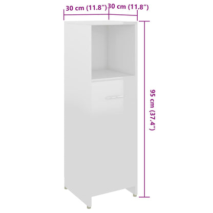 Bathroom Cabinet High Gloss White 30x30x95 cm Engineered Wood