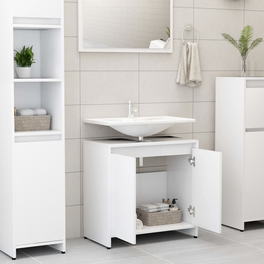 Bathroom Cabinet White 60x33x61 cm Engineered Wood