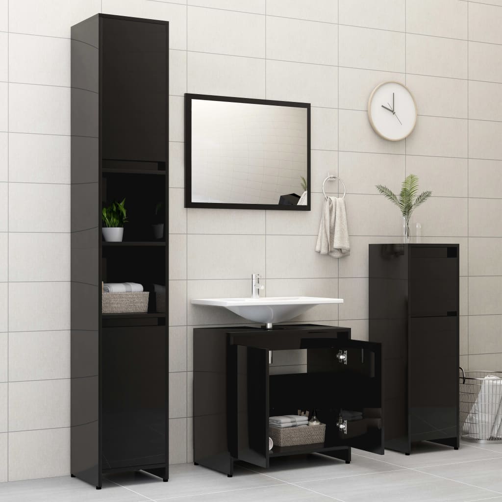 Bathroom Cabinet Black 60x33x61 cm Engineered Wood