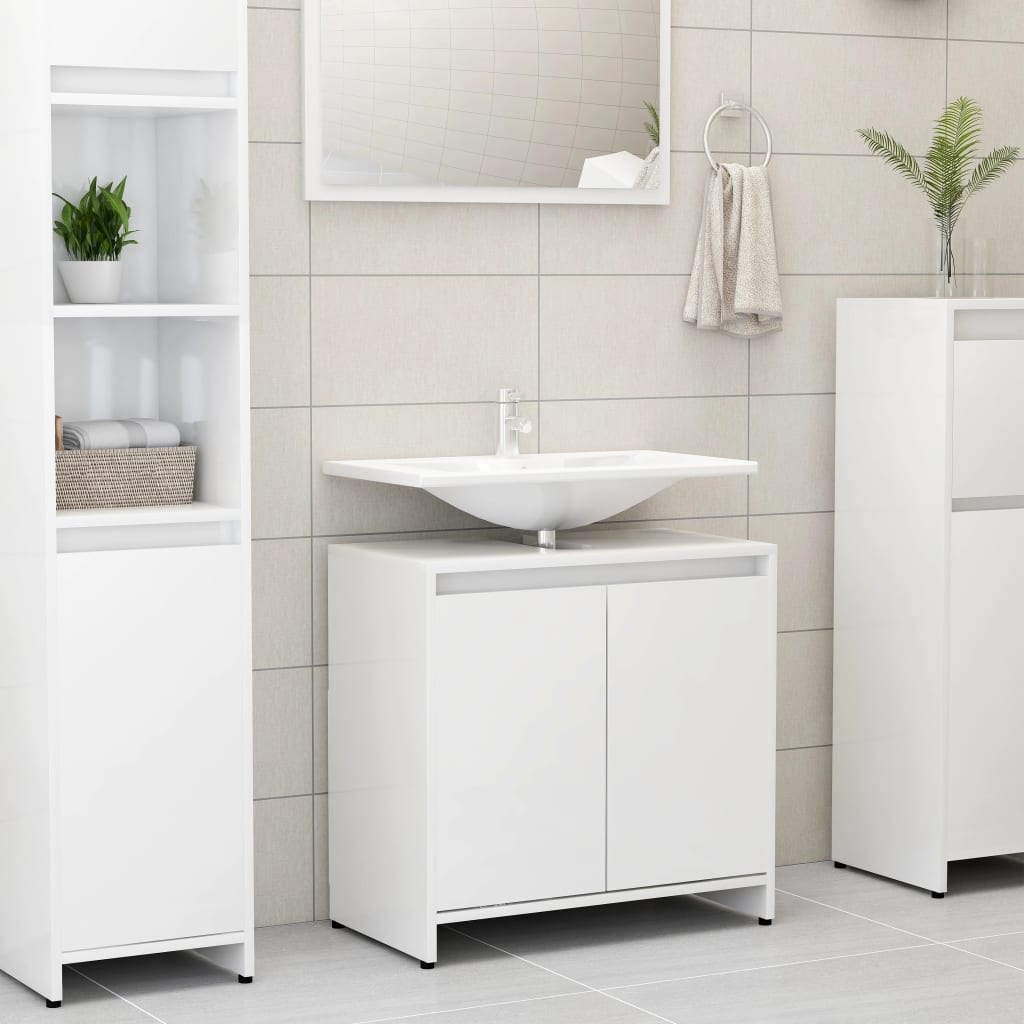 Bathroom Cabinet High Gloss White 60x33x61 cm Engineered Wood