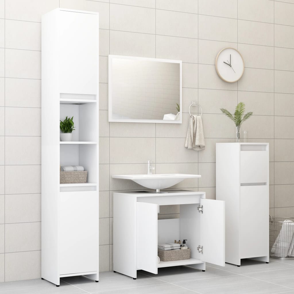 Bathroom Furniture Set White Engineered Wood