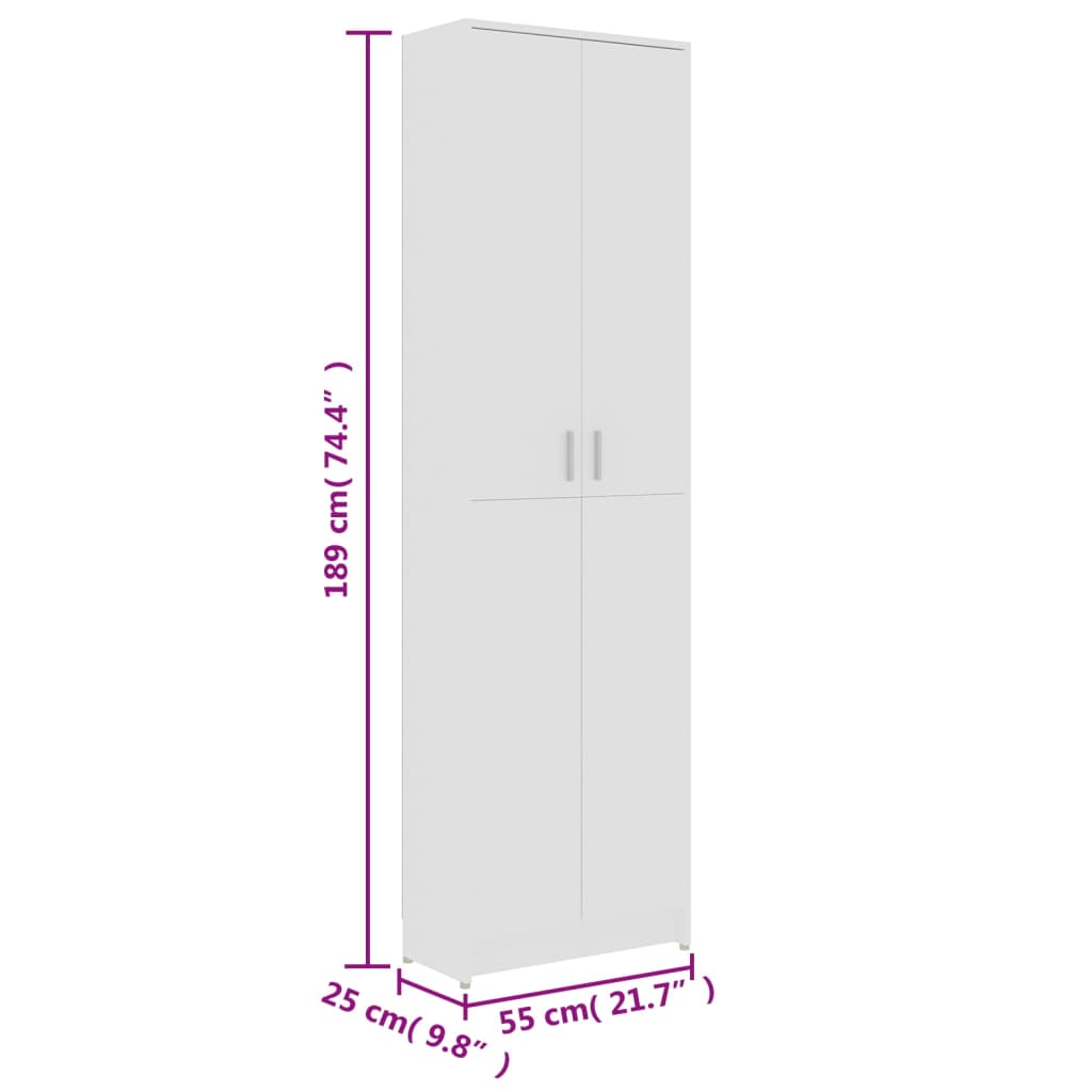 Hallway Wardrobe White 55x25x189 cm Engineered Wood