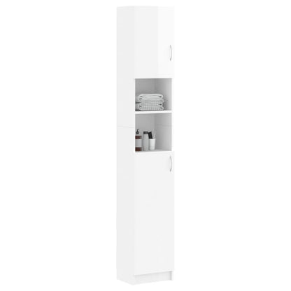 Bathroom Cabinet High Gloss White 32x25.5x190 cm Engineered Wood