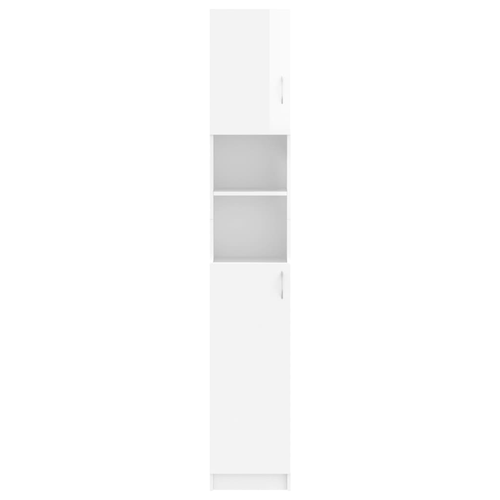 Bathroom Cabinet High Gloss White 32x25.5x190 cm Engineered Wood