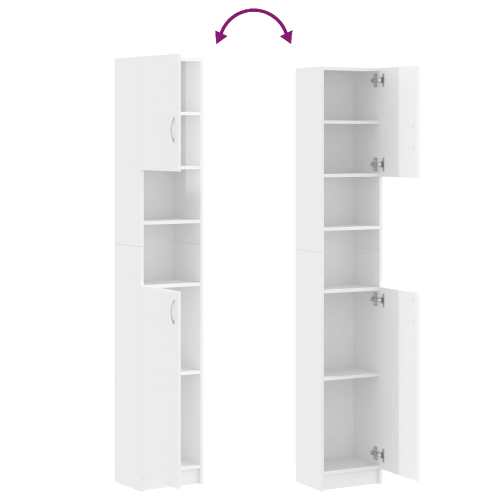 Bathroom Cabinet High Gloss White 32x25.5x190 cm Engineered Wood