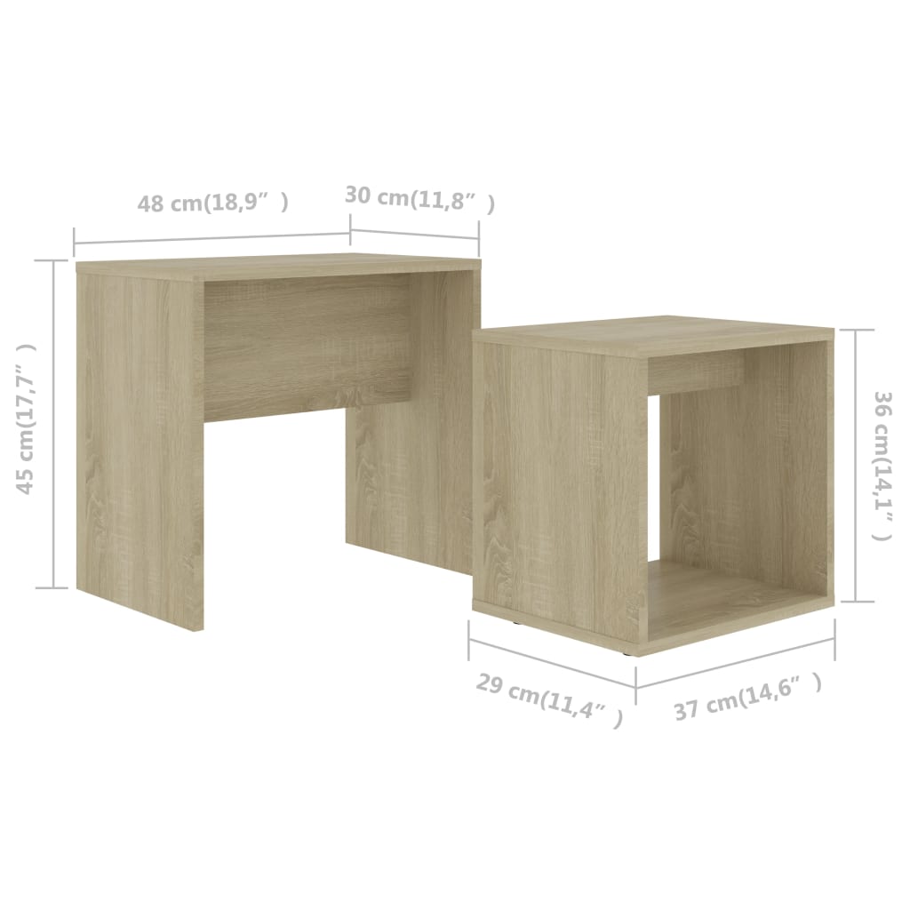 Coffee Table Set Sonoma Oak 48x30x45 cm Engineered Wood